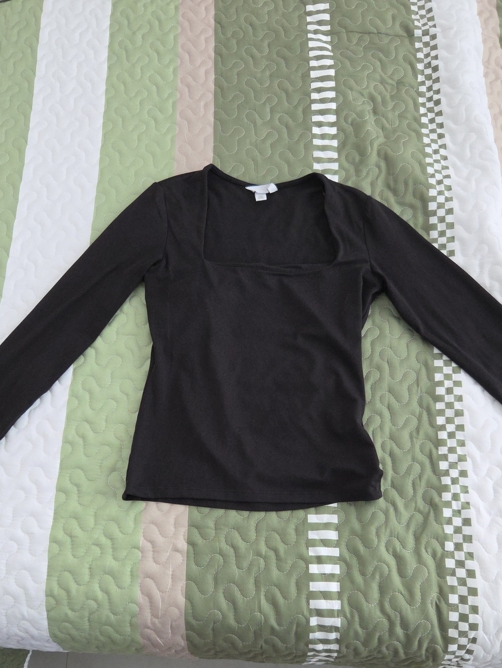 H&M Black Square-Neck Long Sleeve Top